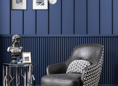 Sessel Ohrensessel Kunstleder Wohnzimmer Polyester Design Schwarz